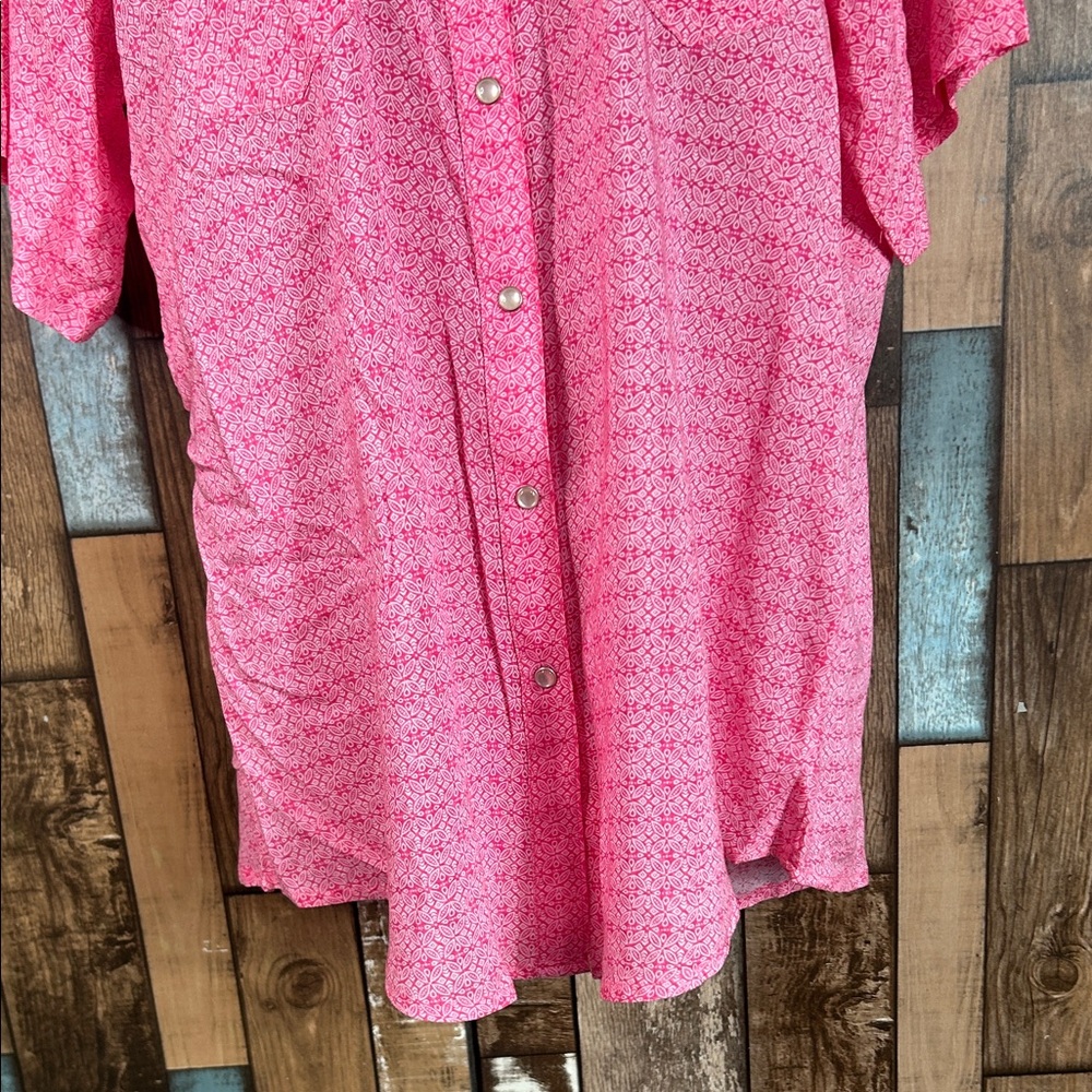 Wrangler Pink Patterned snap button Short Sleeve … - image 4